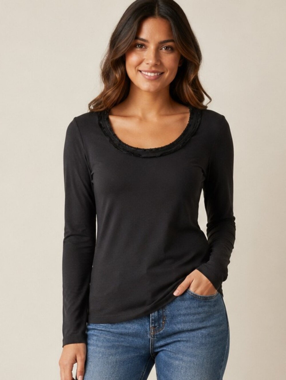❤️ PENDLETON LONG SLEEVE SCOOP NECK TOP, MEDIUM